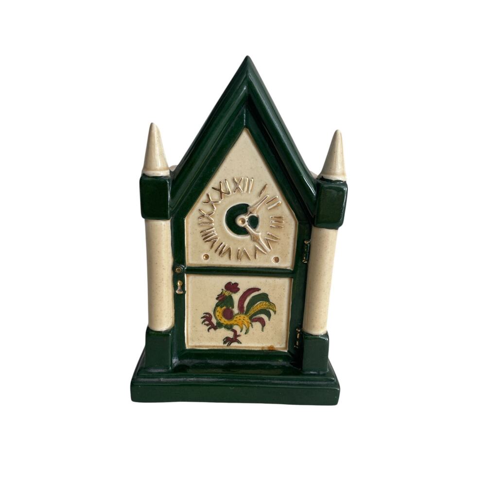 Vintage Metlox Poppytrail Vernon Ceramic Clock Chicken Scene Wall Pocket